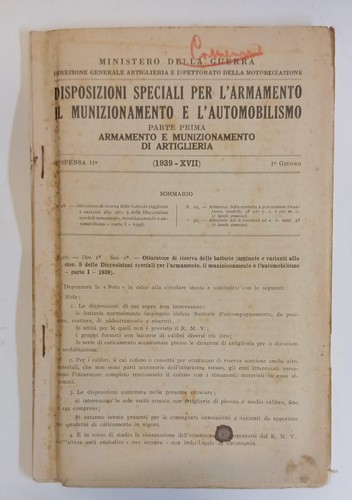 1939 disposizioni speciali - disposizioni, per